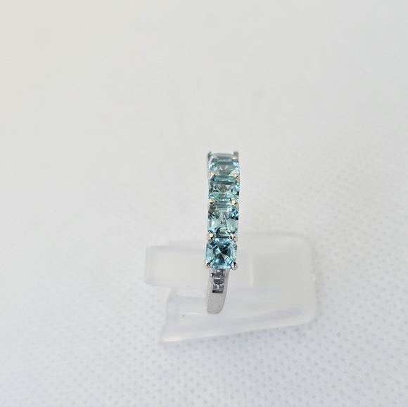 Genuine 5 Stone Apatite Ring Sterling Silver Rhodium Overlay Size 7! New - Picture 12 of 14